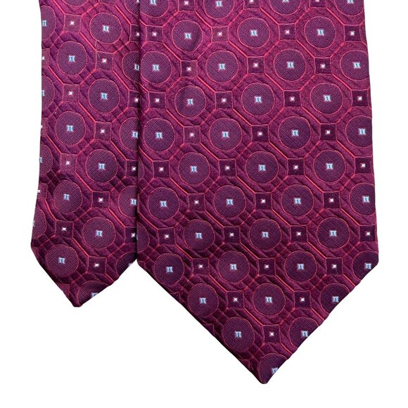 Jos A Bank Mens Red Silk Geometric Pattern Signature Collection Necktie - Picture 4 of 8